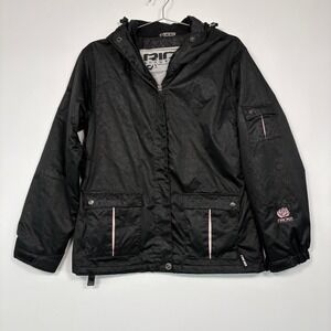 Ride Women Snowboard Jacket Large‎ Black Cell Five Waterproof Floral Insulated